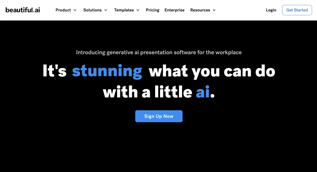 Website von beautiful.ai - ein Tool um Präsentationen mit Hilfe von KI zu erstellen