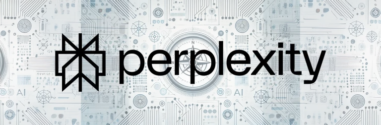 Perplexity AI Logo auf futuristischem Hintergrund