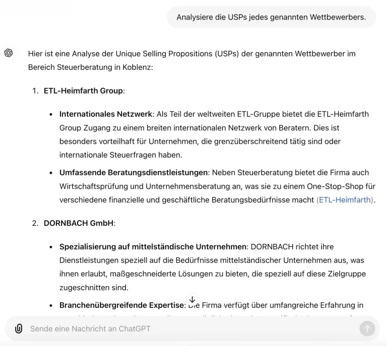 Beispielprompt 2 - Analysiere die USPs