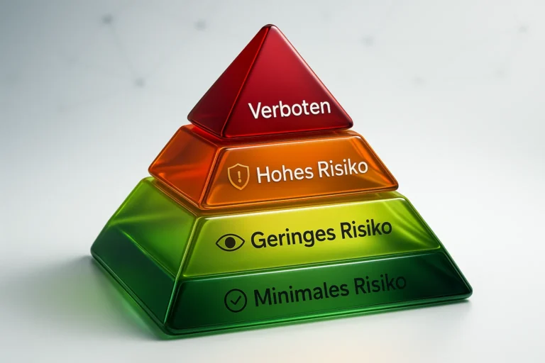 Darstellung als Pyramide: Einteilung der Risikoklassen nach EU KI-Verordnung